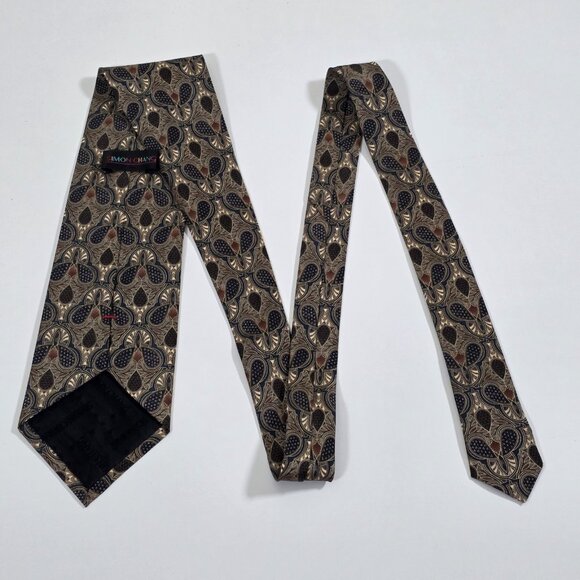 Simon Chang Silk Tie Multicolor Paisley Floral Vtg Boho Canada Made W 4" L 57" - Picture 5 of 14